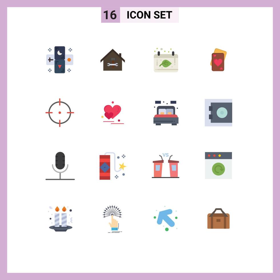 moderno conjunto de dieciséis plano colores y símbolos tal como Boda amor martillo tarjeta fecha editable paquete de creativo vector diseño elementos