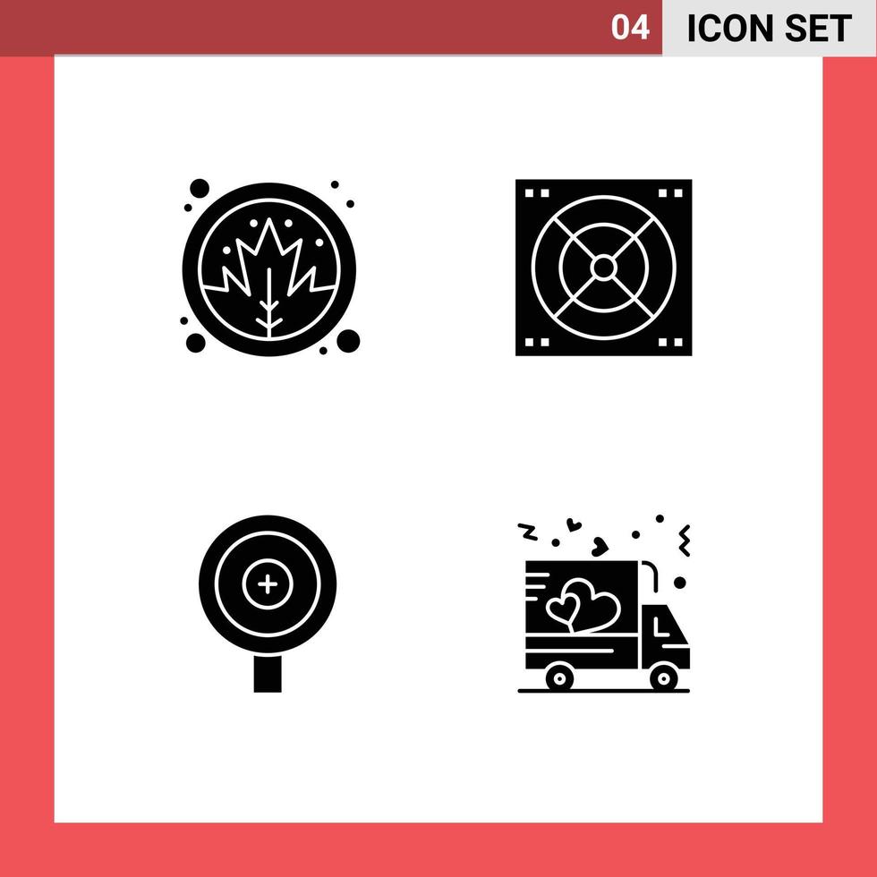 Set of 4 Modern UI Icons Symbols Signs for leaf target thanksgiving bathroom love Editable Vector Design Elements