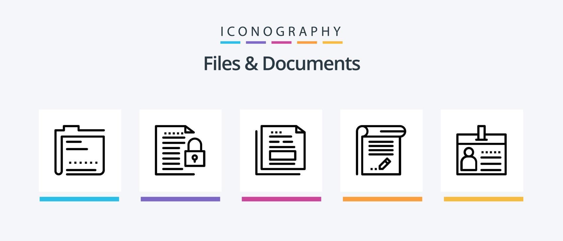 Files And Documents Line 5 Icon Pack Including data. archive. document. invoice. document. Creative Icons Design vector