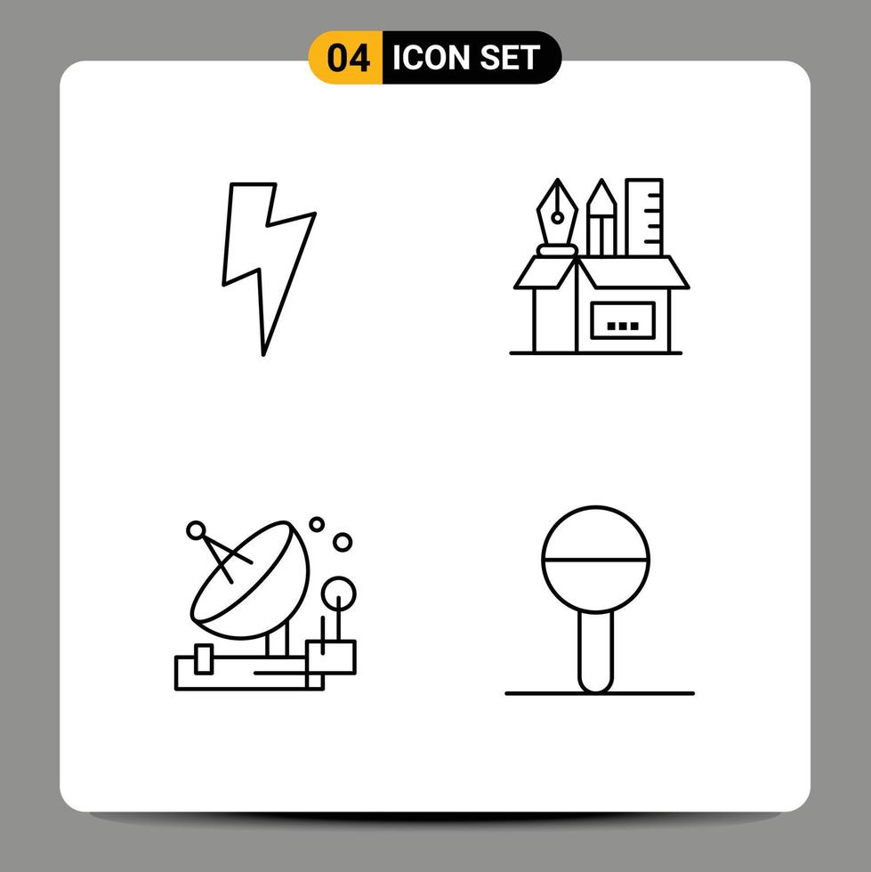 Set of 4 Modern UI Icons Symbols Signs for twitter communication holder scale satellite Editable Vector Design Elements