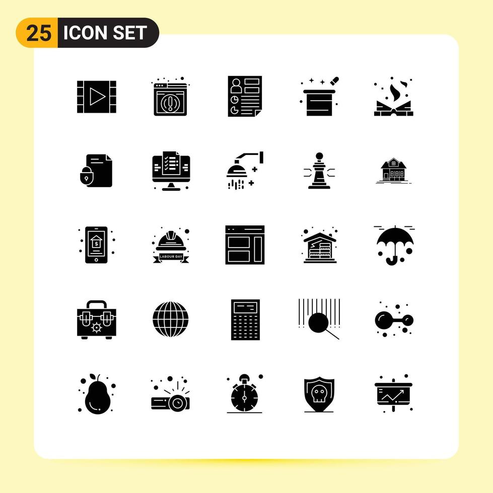 Modern Set of 25 Solid Glyphs and symbols such as magician hat magical analytics magic hat report Editable Vector Design Elements