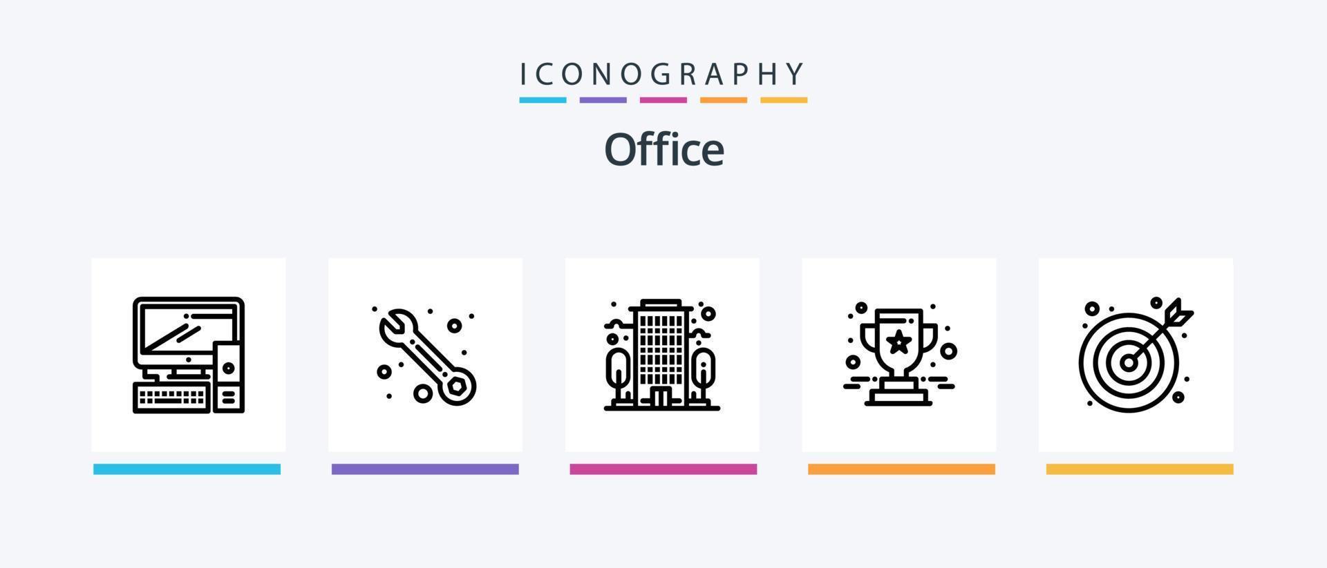 Office Line 5 Icon Pack Including . office. presentation. company. mail. Creative Icons Design vector