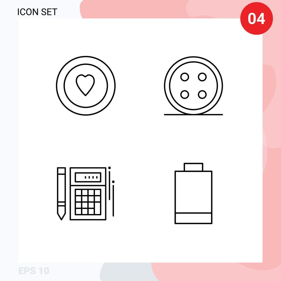 Modern Set of 4 Filledline Flat Colors and symbols such as love calc accessories shirt financial Editable Vector Design Elements
