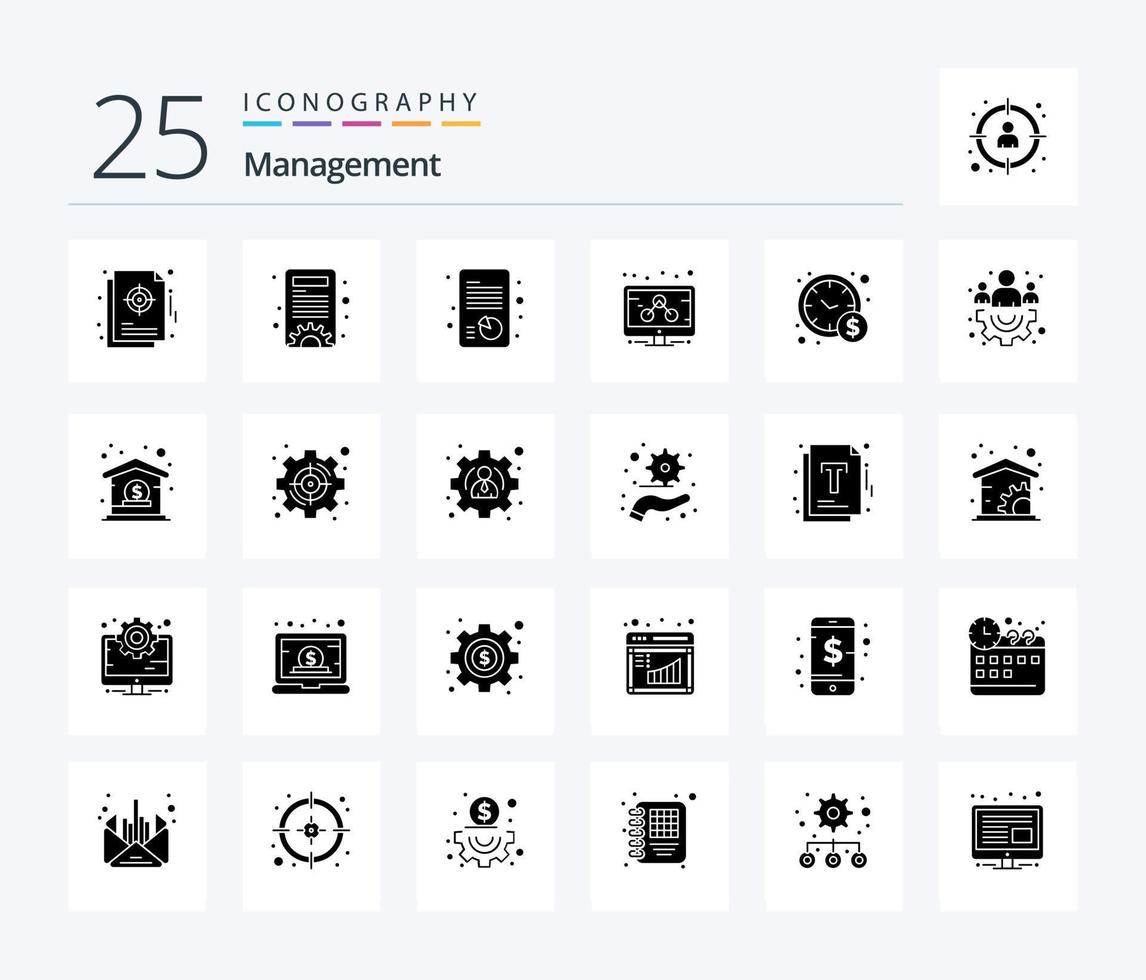 Management 25 Solid Glyph icon pack including business. management. growth. marketing. business vector