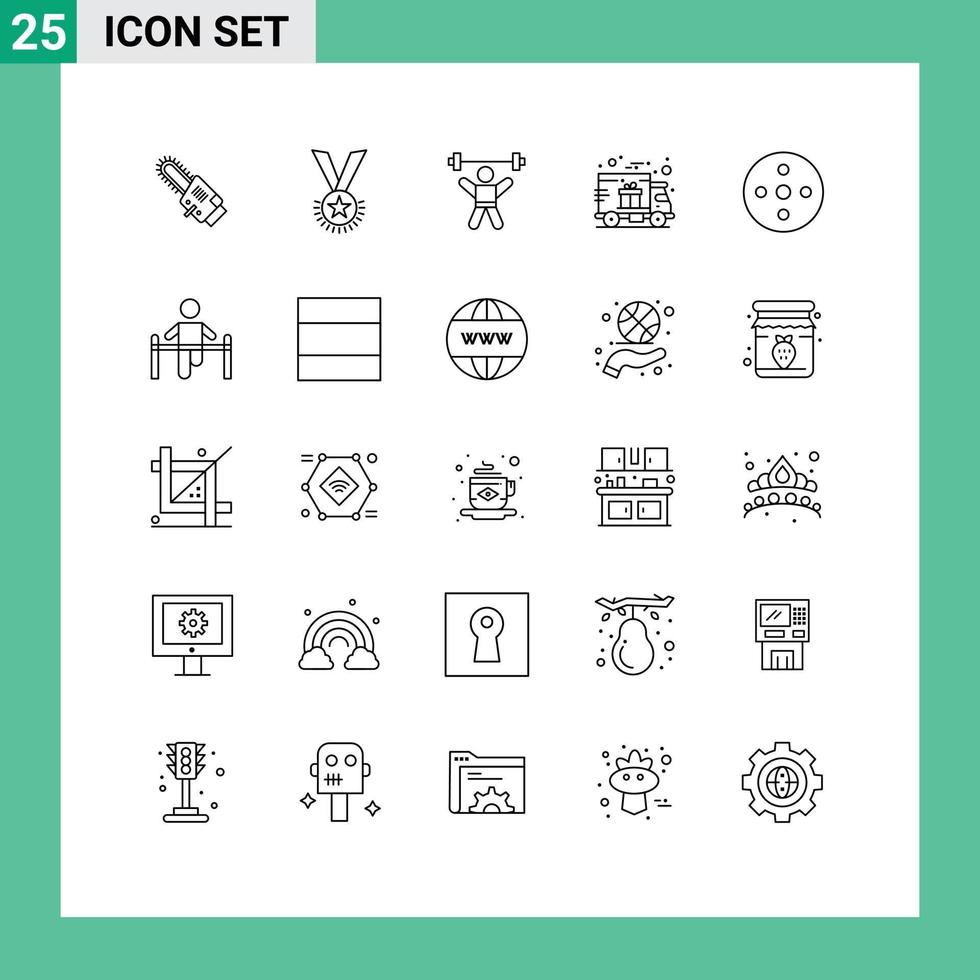 Editable Vector Line Pack of 25 Simple Lines of shipping delivery reputation gym avatar Editable Vector Design Elements