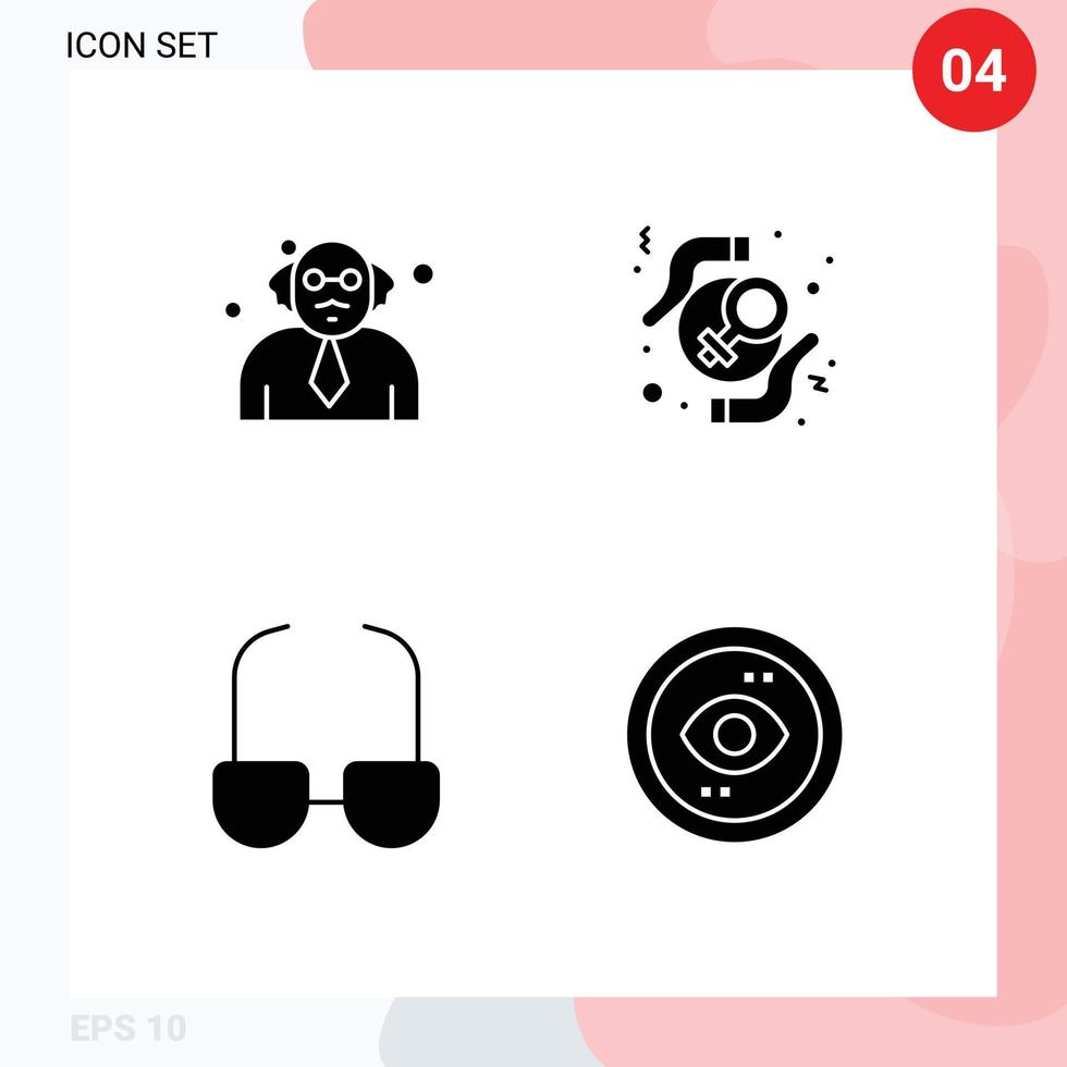 4 User Interface Solid Glyph Pack of modern Signs and Symbols of school read feminist rights browser Editable Vector Design Elements