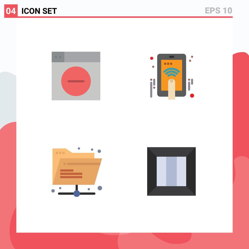 4 Flat Icon concept for Websites Mobile and Apps web internet minimize touch shared Editable Vector Design Elements