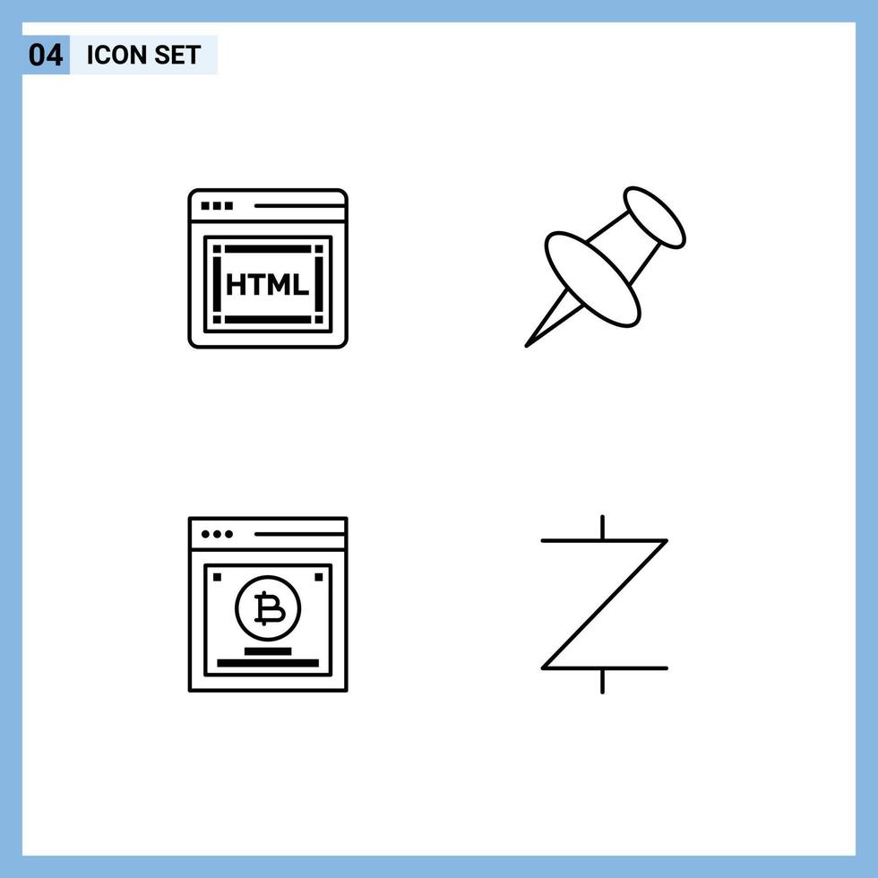 Set of 4 Vector Filledline Flat Colors on Grid for coding split testing marker testing blockchain Editable Vector Design Elements