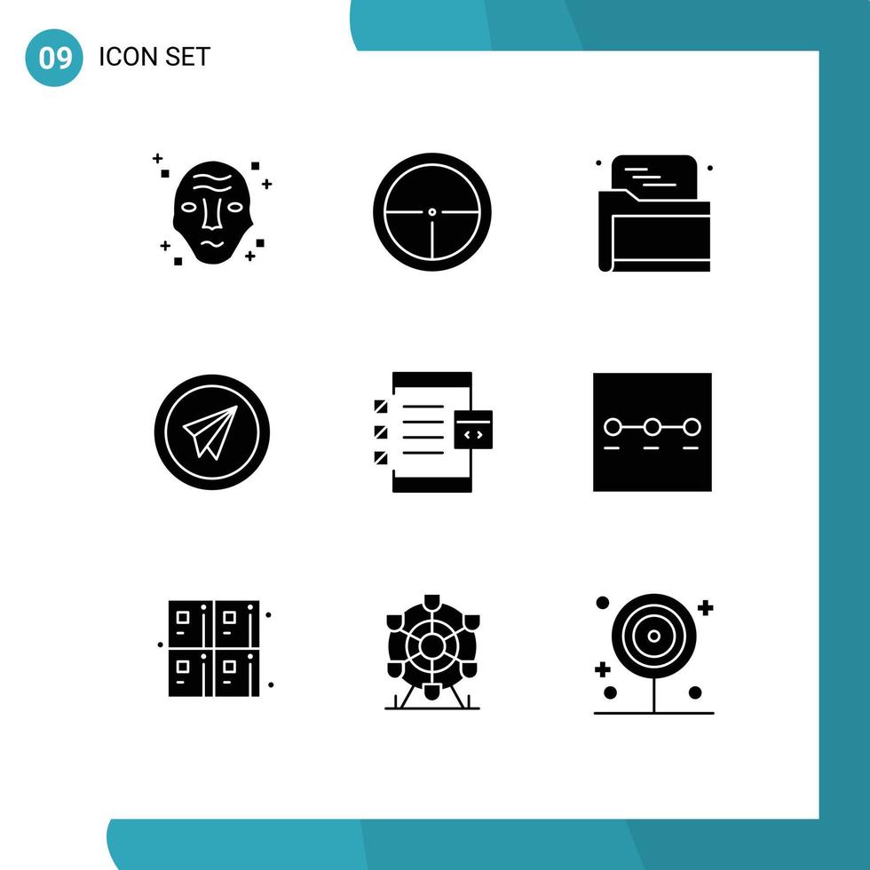 9 Universal Solid Glyphs Set for Web and Mobile Applications paper fly soldier airplane folder Editable Vector Design Elements