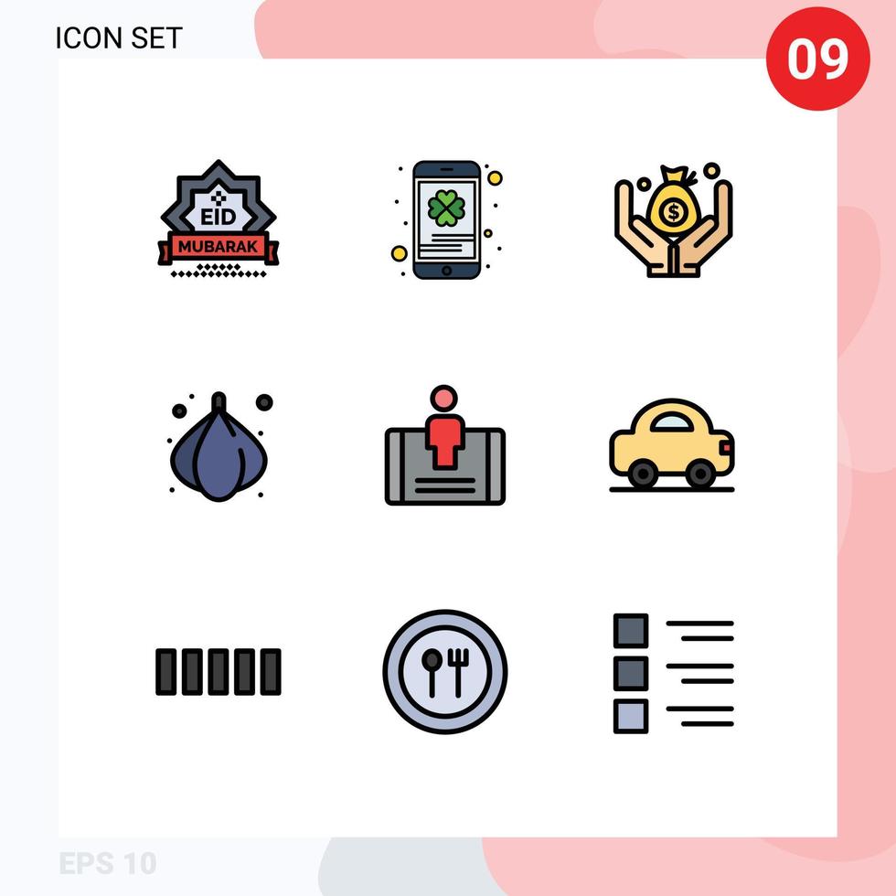 Stock Vector Icon Pack of 9 Line Signs and Symbols for mobile customer saint vegetable food Editable Vector Design Elements