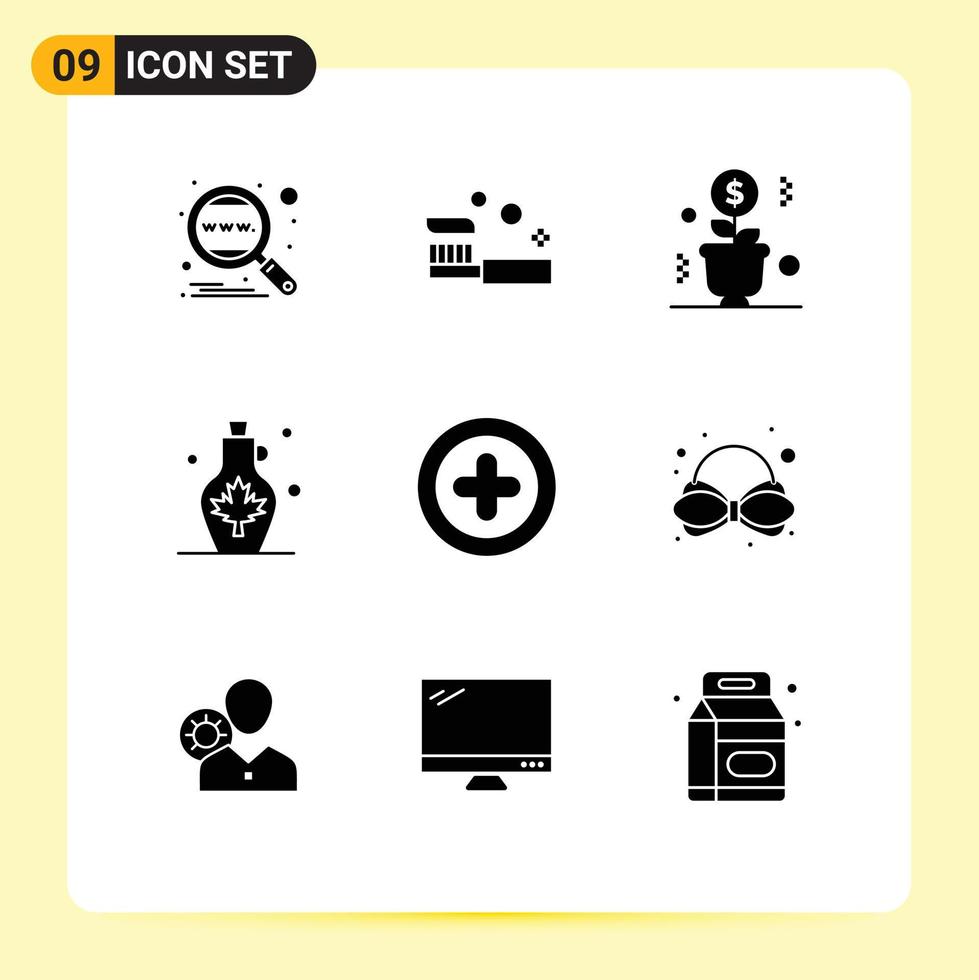 Stock Vector Icon Pack of 9 Line Signs and Symbols for water beverage shower success plant Editable Vector Design Elements