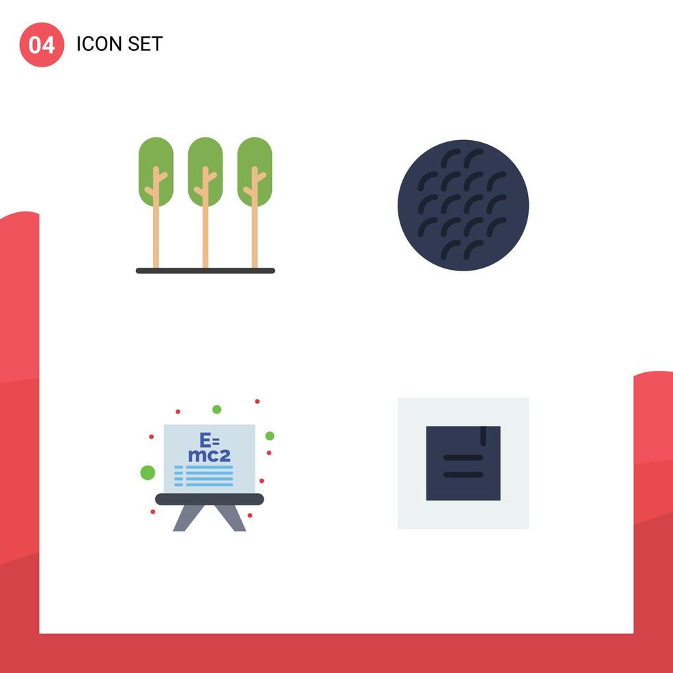 Pictogram Set of 4 Simple Flat Icons of nature board trees cookie formula Editable Vector Design Elements