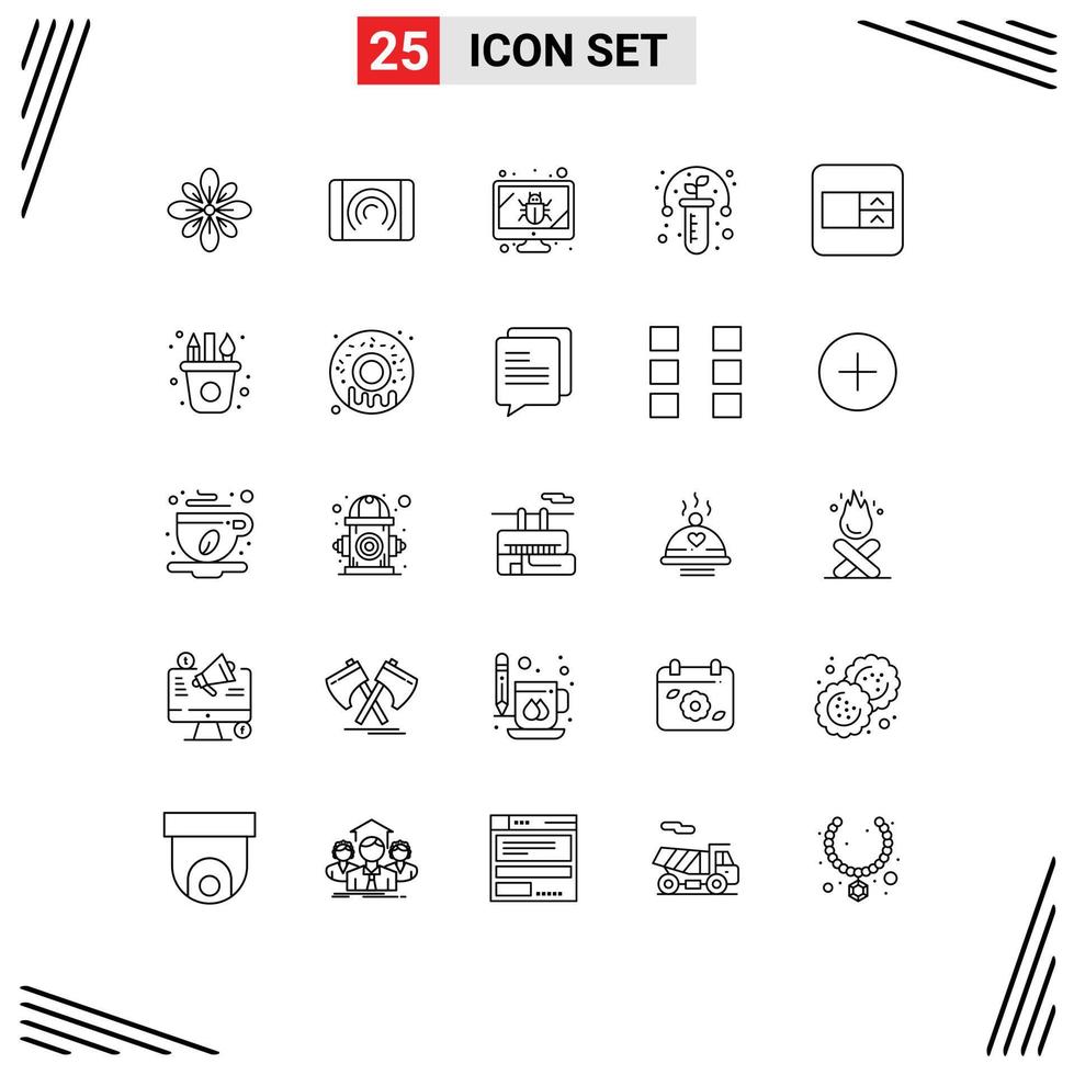 Set of 25 Modern UI Icons Symbols Signs for tube plant touch gmo screen Editable Vector Design Elements
