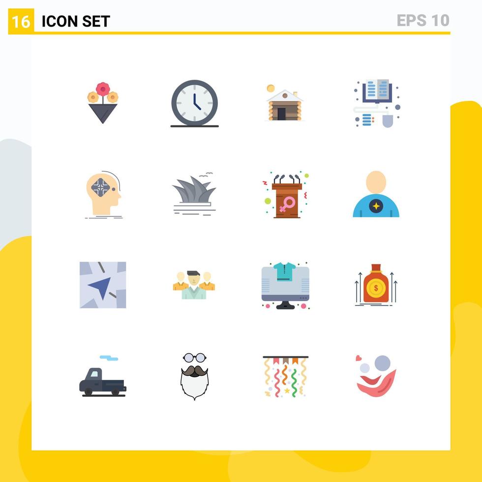 Modern Set of 16 Flat Colors and symbols such as mind future service cyber ebook Editable Pack of Creative Vector Design Elements