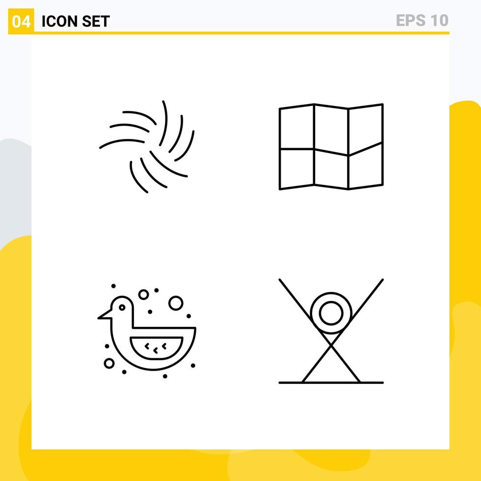 4 User Interface Line Pack of modern Signs and Symbols of iota toy crypto currency baby duck fast food Editable Vector Design Elements