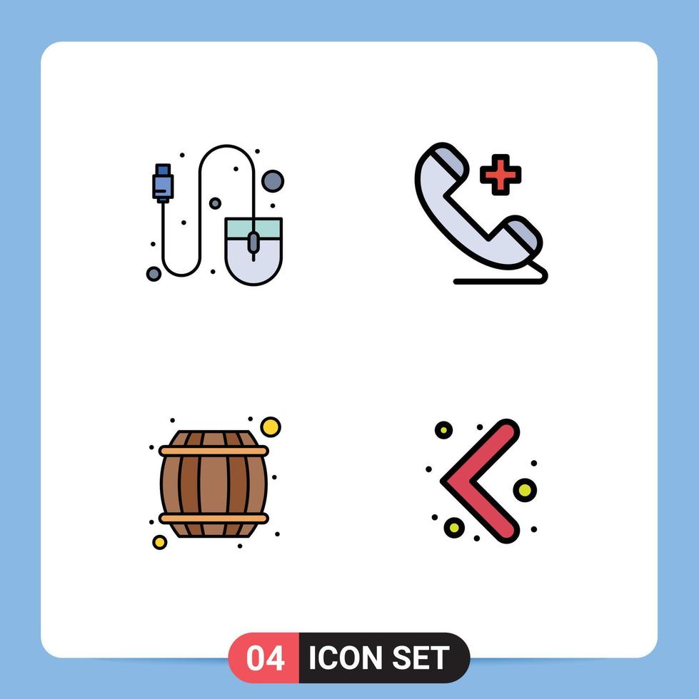 Modern Set of 4 Filledline Flat Colors Pictograph of computer beer barrel tool plus drink Editable Vector Design Elements