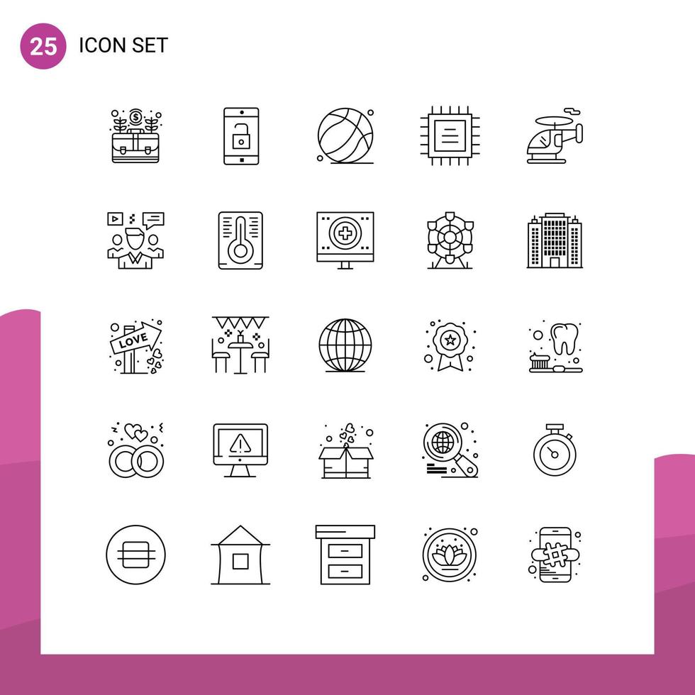 25 Thematic Vector Lines and Editable Symbols of transport cpu unlock chipset fathers day Editable Vector Design Elements