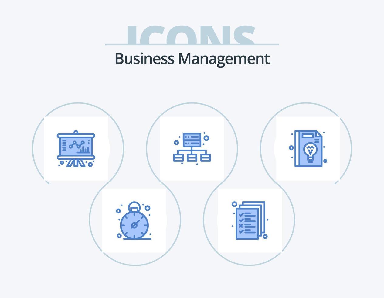 Business Management Blue Icon Pack 5 Icon Design. idea. education. chart. business. management vector