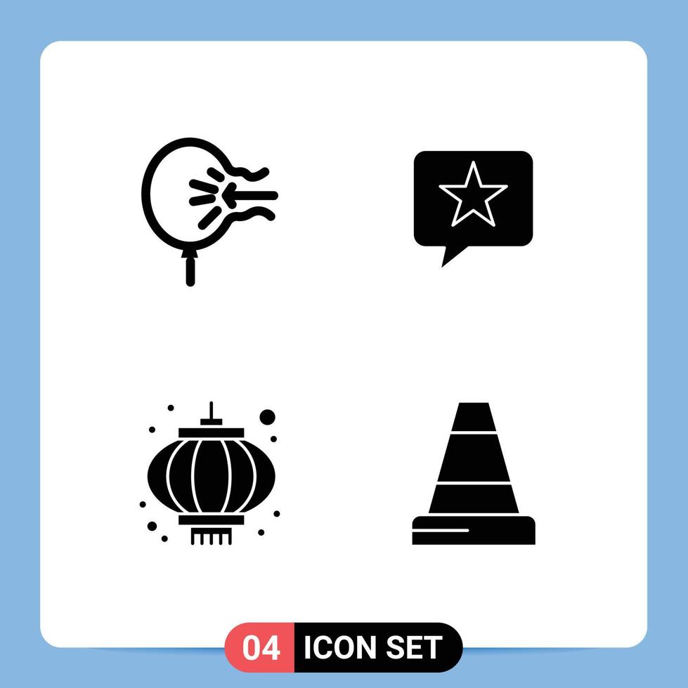 Set of 4 Modern UI Icons Symbols Signs for air chinese relief favorite lamp Editable Vector Design Elements