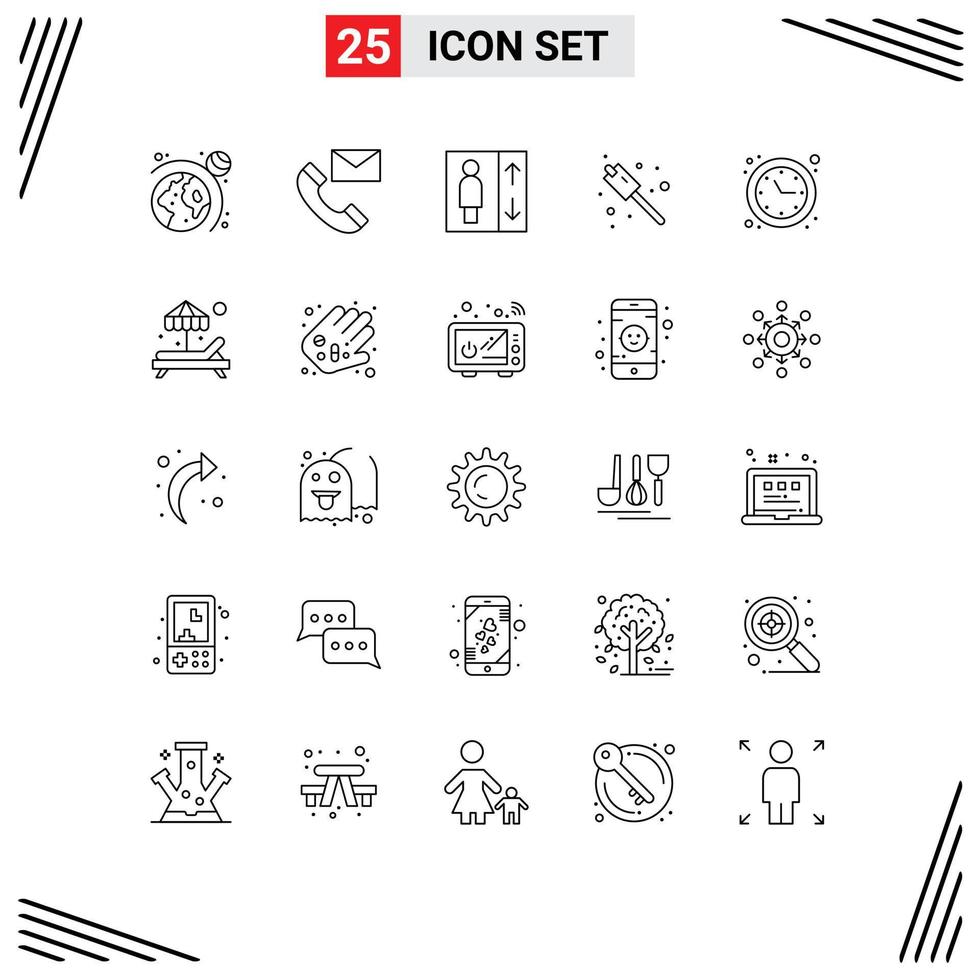 Universal Icon Symbols Group of 25 Modern Lines of time optimization optimization elevator clock marshmallow Editable Vector Design Elements