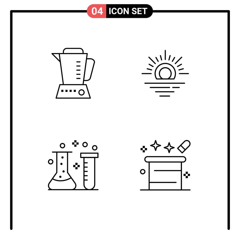 4 Universal Line Signs Symbols of blender chemical industry machine weather laboratory Editable Vector Design Elements