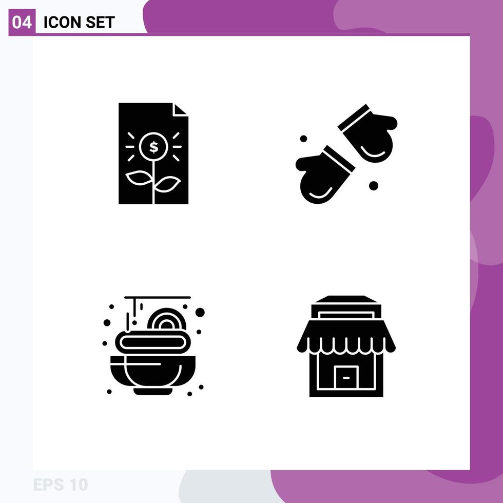 4 Universal Solid Glyph Signs Symbols of bank scandinavia finance arctic pasta Editable Vector Design Elements