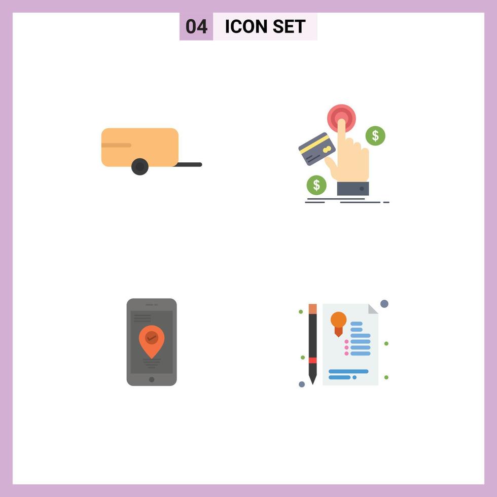 4 Thematic Vector Flat Icons and Editable Symbols of farmer location ppc payment smartphone Editable Vector Design Elements