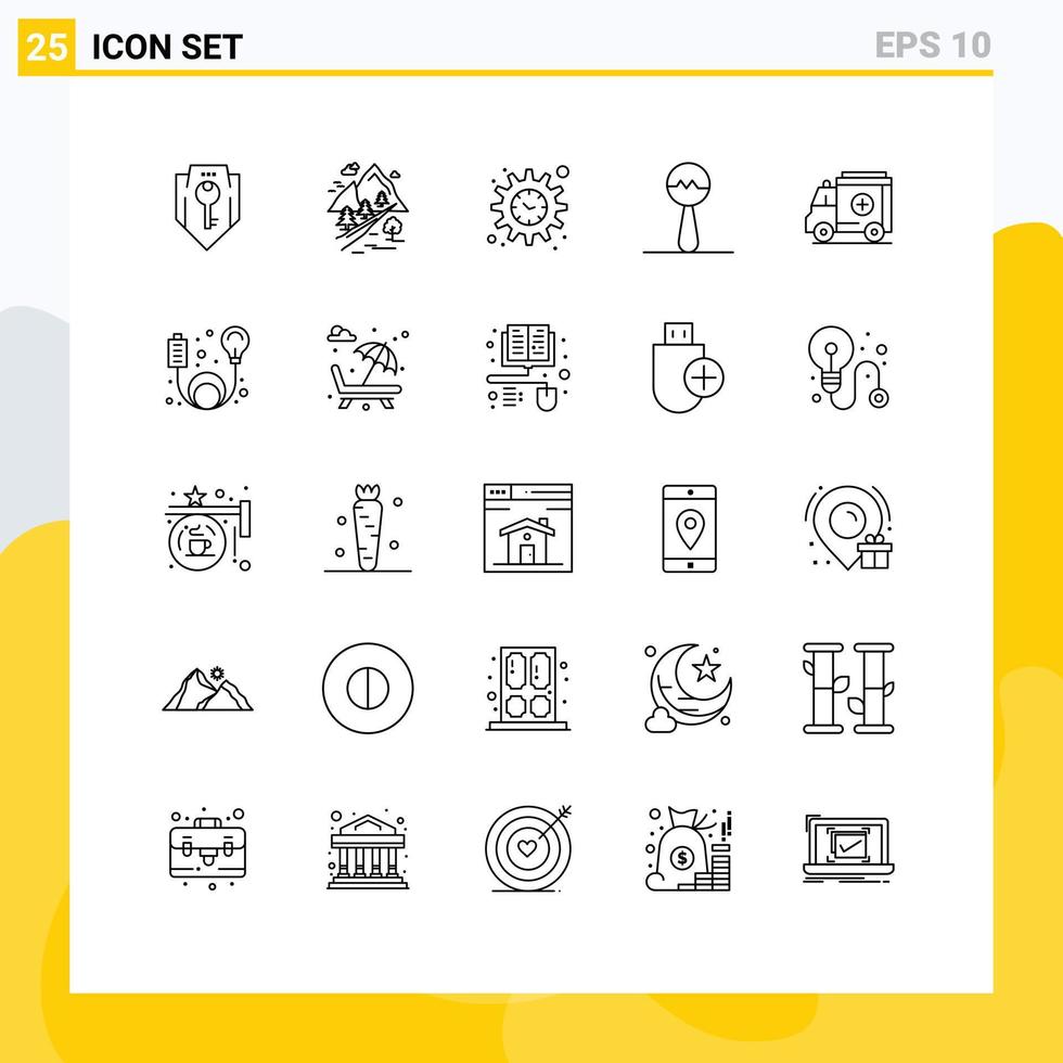 25 Line concept for Websites Mobile and Apps medical music mountain maracas time Editable Vector Design Elements