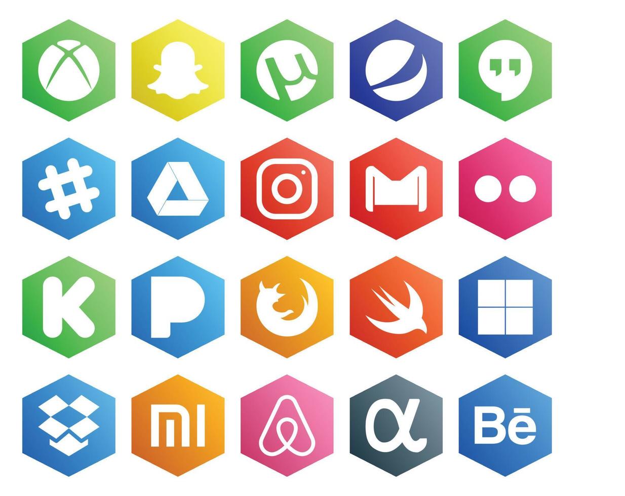 20 social medios de comunicación icono paquete incluso rápido Firefox instagram Pandora flickr vector