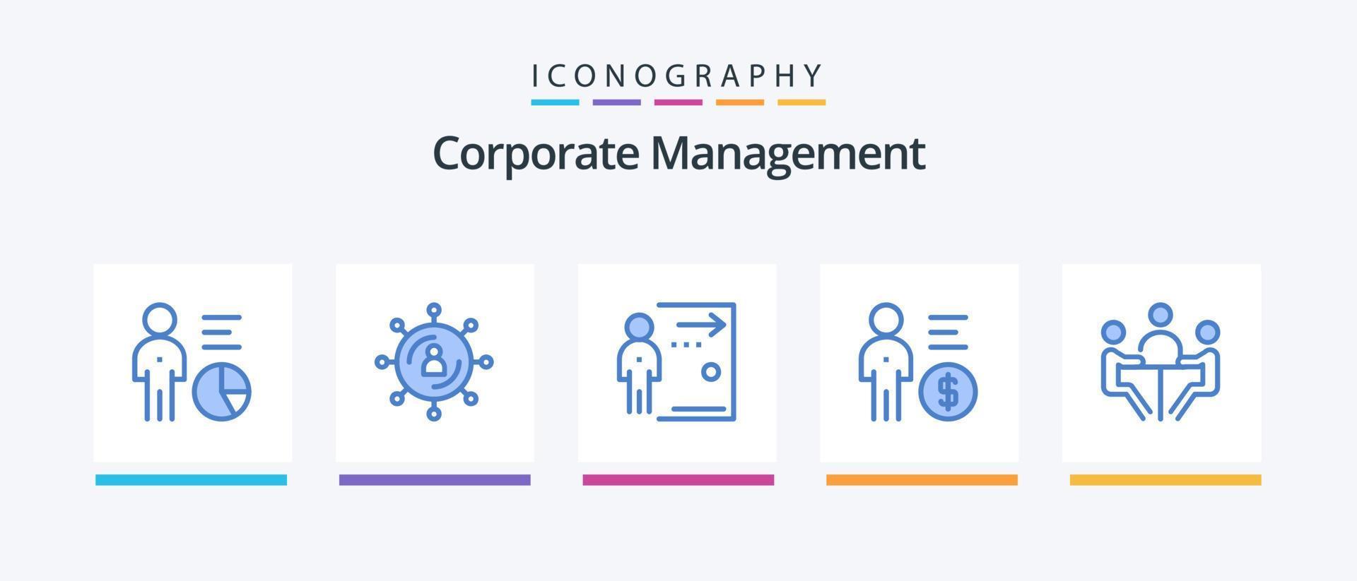 Corporate Management Blue 5 Icon Pack Including mind. business. network. person. fired. Creative Icons Design vector