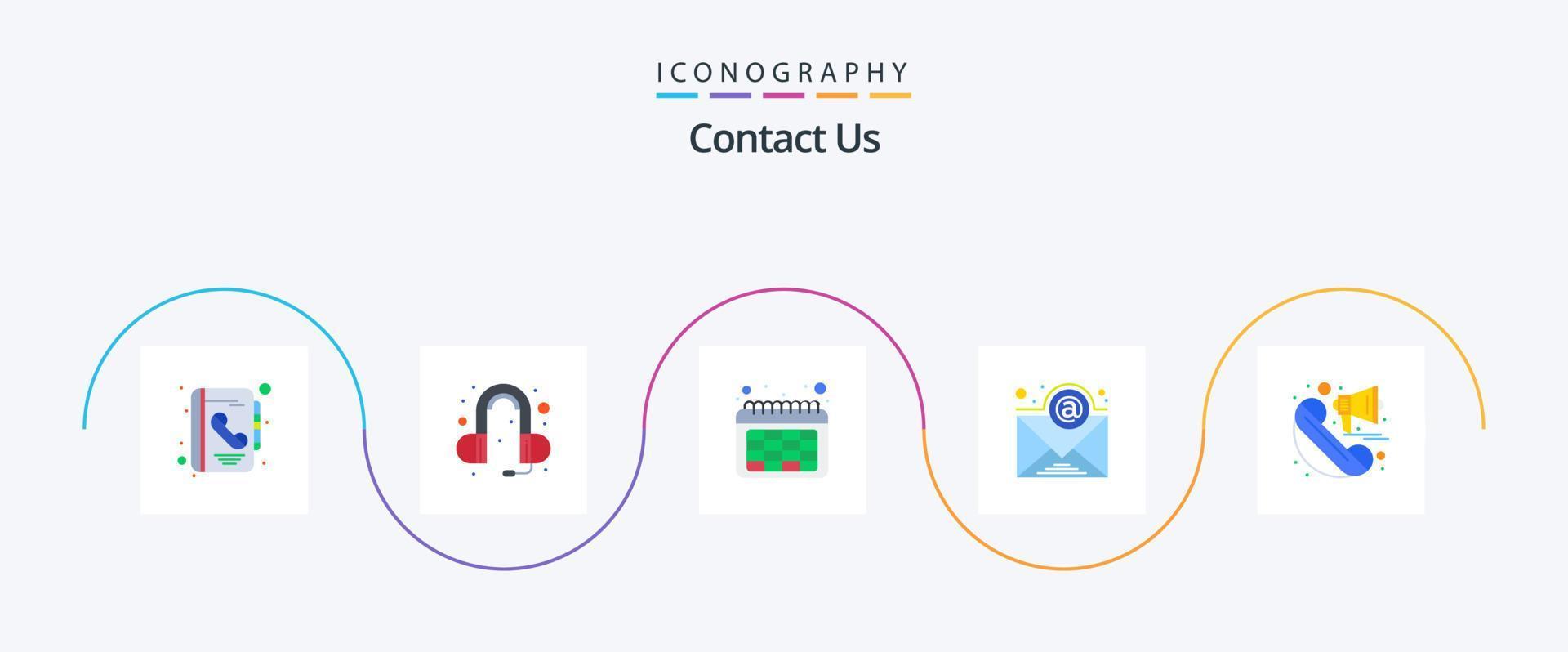 contacto nosotros plano 5 5 icono paquete incluso . altoparlante. fecha. llamar. suscripción vector