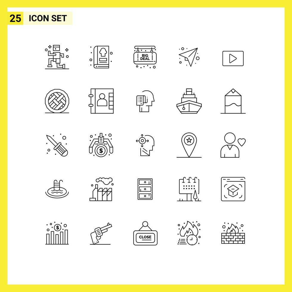 Universal Icon Symbols Group of 25 Modern Lines of player paly grand sale youtube plan Editable Vector Design Elements