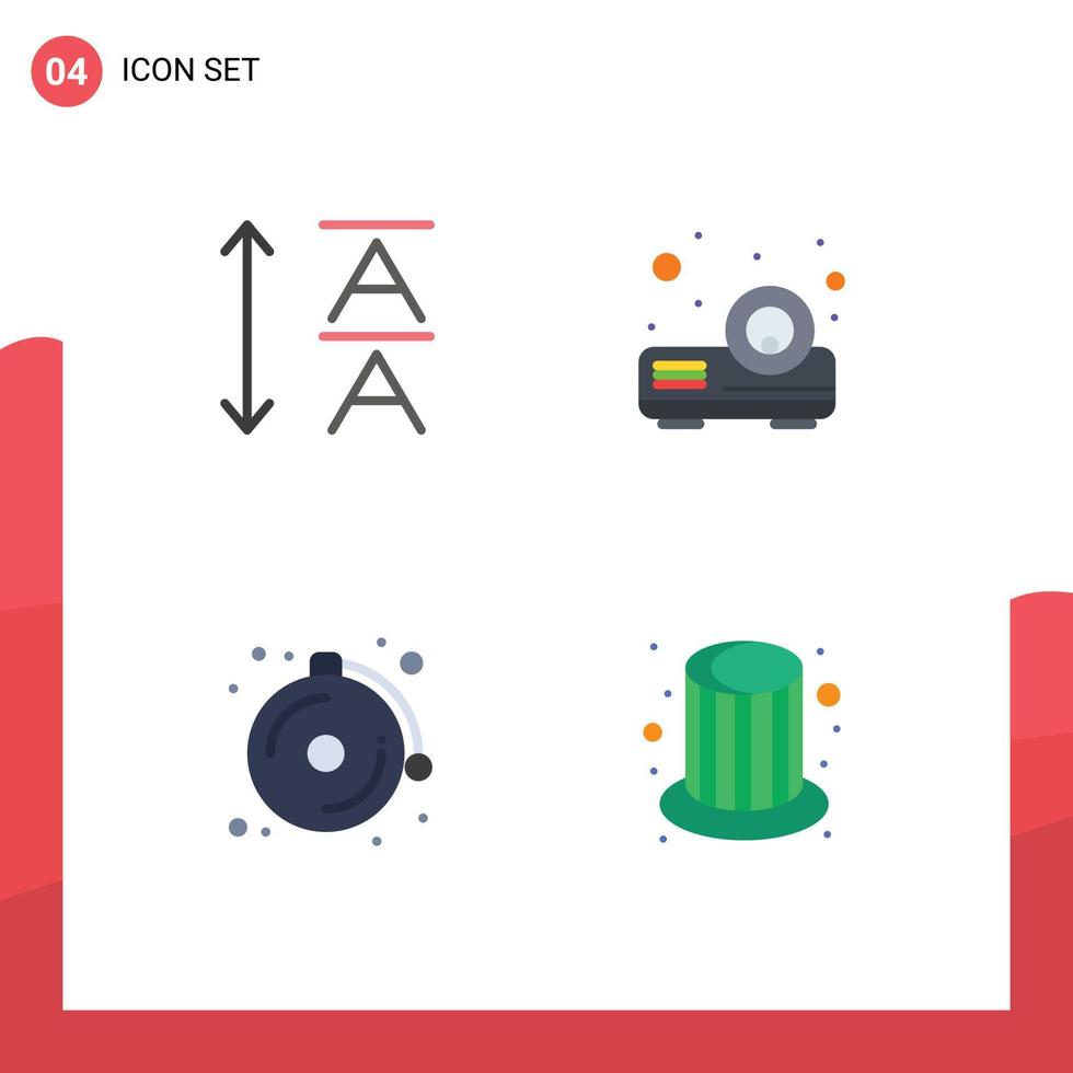 Stock Vector Icon Pack of 4 Line Signs and Symbols for font hat presentation bell cap Editable Vector Design Elements