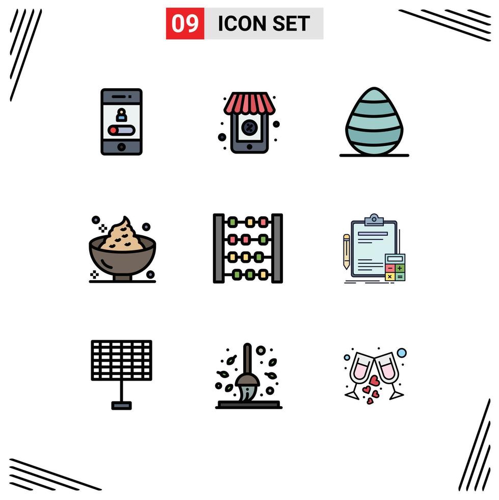 Stock Vector Icon Pack of 9 Line Signs and Symbols for abacus mashed easter holiday dinner Editable Vector Design Elements