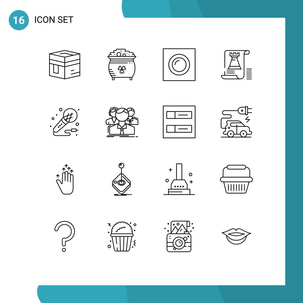 16 Creative Icons Modern Signs and Symbols of planning castle pot document light Editable Vector Design Elements