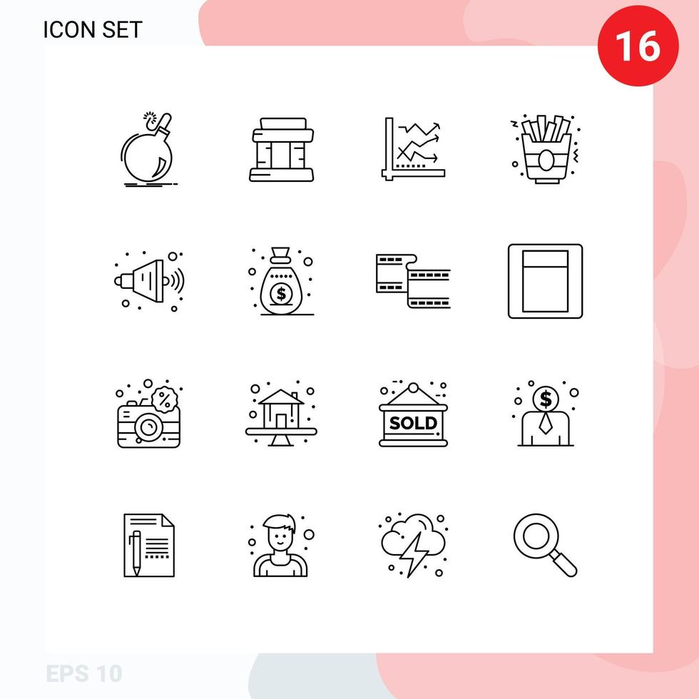 pack-of-16-creative-outlines-of-loud-food-graph-fast-food-chart-editable-vector-design-elements