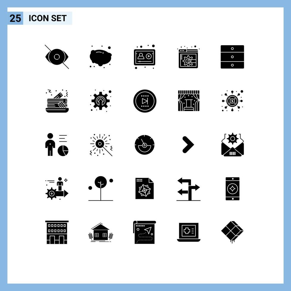 Set of 25 Modern UI Icons Symbols Signs for wardrobe home account furniture display page content Editable Vector Design Elements