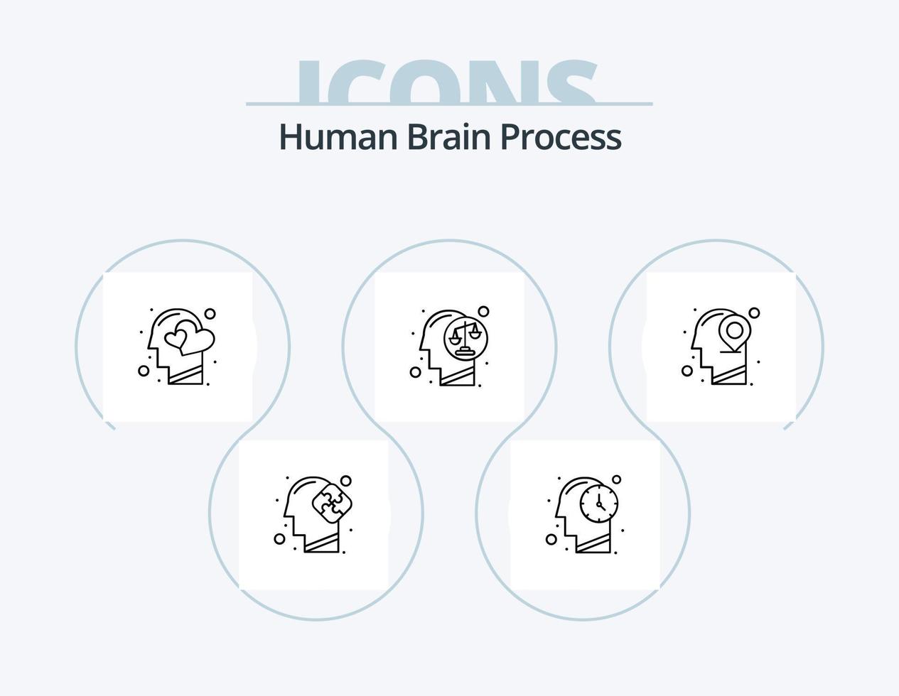 humano cerebro proceso línea icono paquete 5 5 icono diseño. dólar. solución. ojo vista. mente. descanso corazón vector