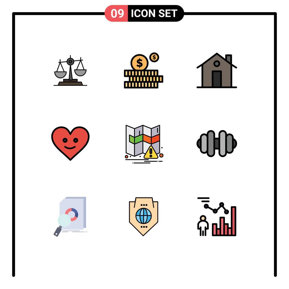 conjunto de 9 9 moderno ui íconos símbolos señales para corazón casa presupuesto familia Chimenea editable vector diseño elementos