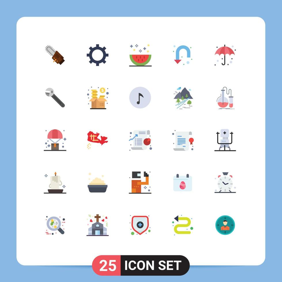 Universal Icon Symbols Group of 25 Modern Flat Colors of weather beach food down sign Editable Vector Design Elements