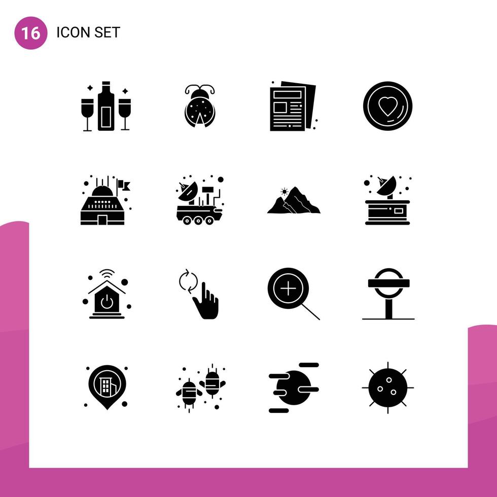 Set of 16 Modern UI Icons Symbols Signs for building lover spring love routine Editable Vector Design Elements