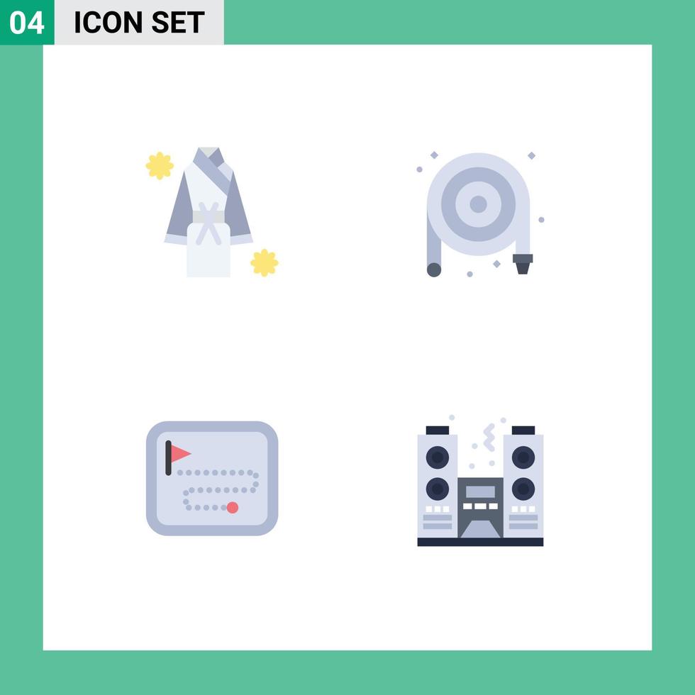 Modern Set of 4 Flat Icons Pictograph of bath map shower mechanical direction route Editable Vector Design Elements