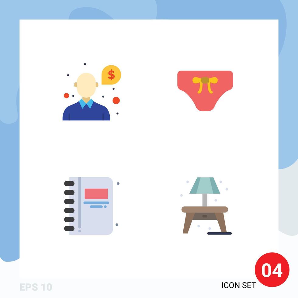 Stock Vector Icon Pack of 4 Line Signs and Symbols for help bookmark support clothes open book Editable Vector Design Elements