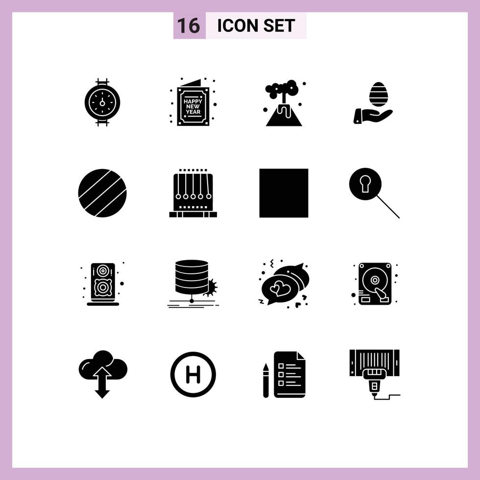 Set of 16 Modern UI Icons Symbols Signs for pendulum ball energy nature egg Editable Vector Design Elements