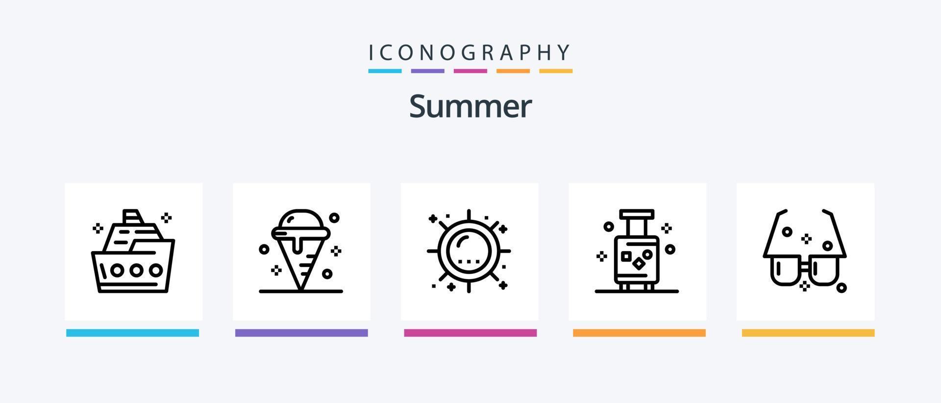 Summer Line 5 Icon Pack Including summer. board. milkshake. sweet. ice. Creative Icons Design vector
