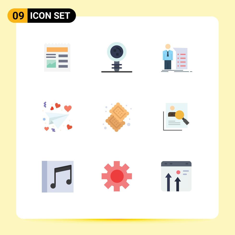 Set of 9 Vector Flat Colors on Grid for candy love genetic letter meeting Editable Vector Design Elements