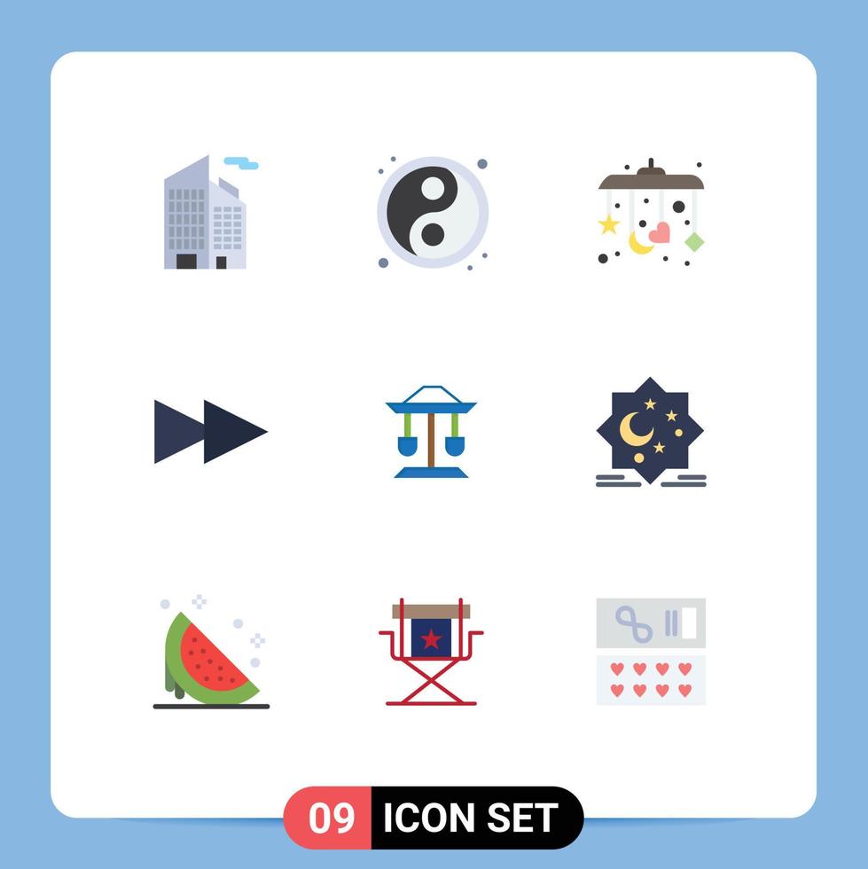 Set of 9 Modern UI Icons Symbols Signs for star moon sleep balance well Editable Vector Design Elements