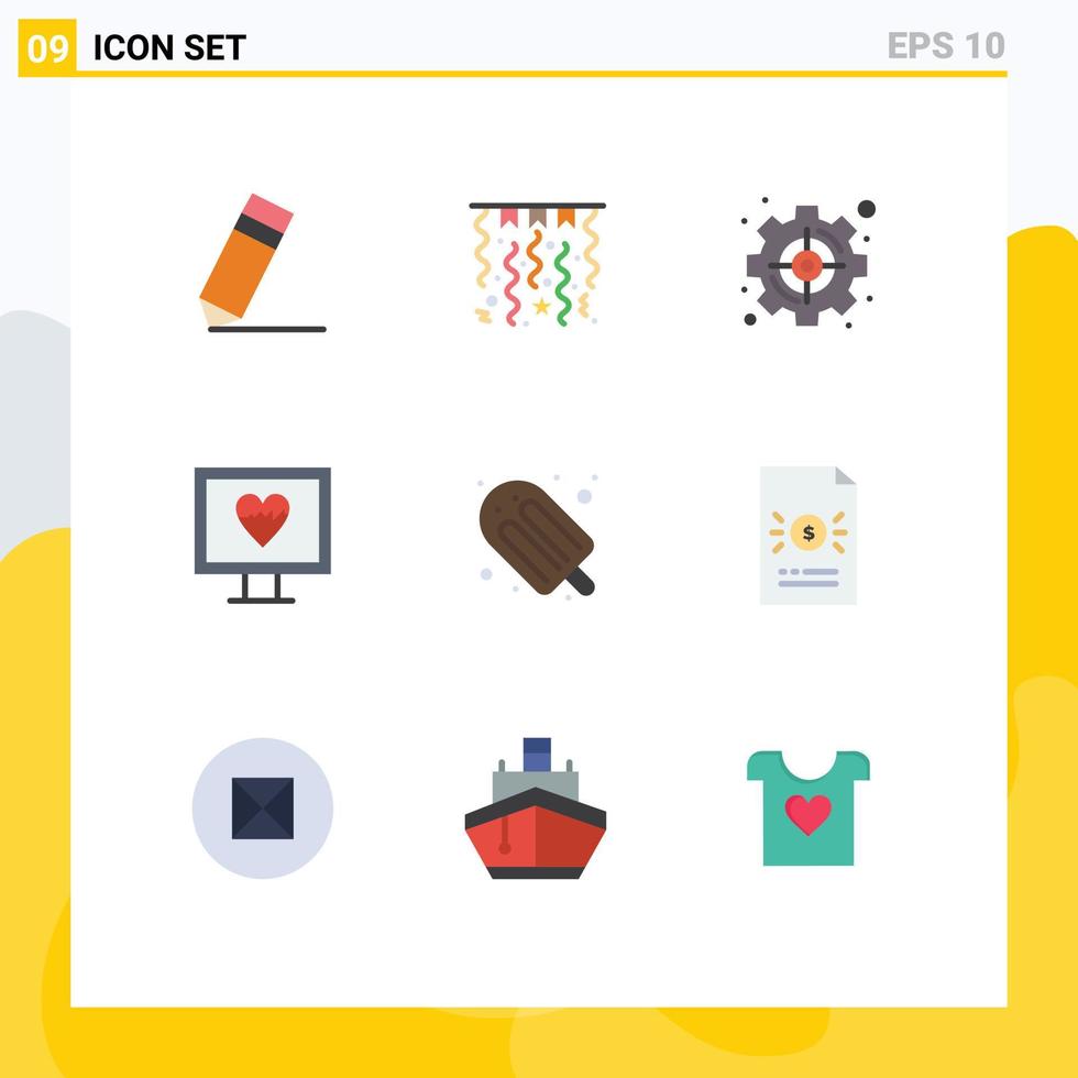 9 Universal Flat Colors Set for Web and Mobile Applications summer food management pulse heart Editable Vector Design Elements