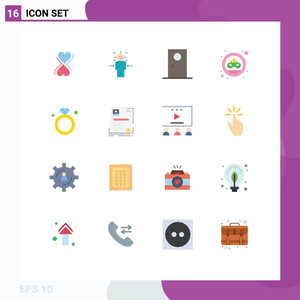 Set of 16 Vector Flat Colors on Grid for diamond doubloon door coin round Editable Pack of Creative Vector Design Elements