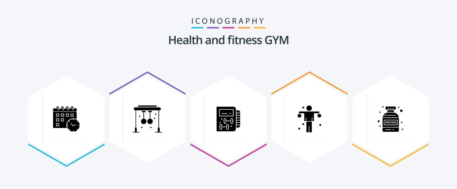 Gym 25 Glyph icon pack including bottle. gym. gym. sport. exercise vector